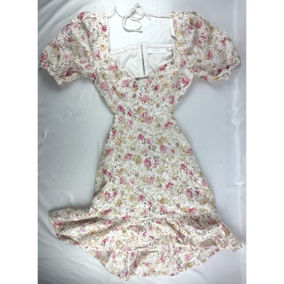 ASTR THE LABEL Dorinne Floral Puff Sleeve Minidress Size M - Picture 3 of 9